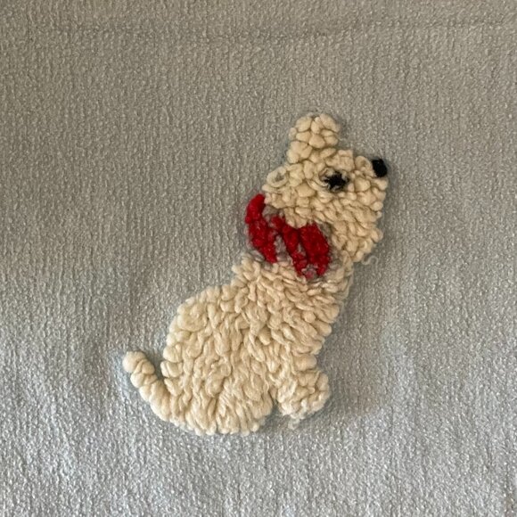 Vintage 1940's-1950's Baby Pepperell Blue Baby Crib Blanket with Dog - Picture 2 of 5